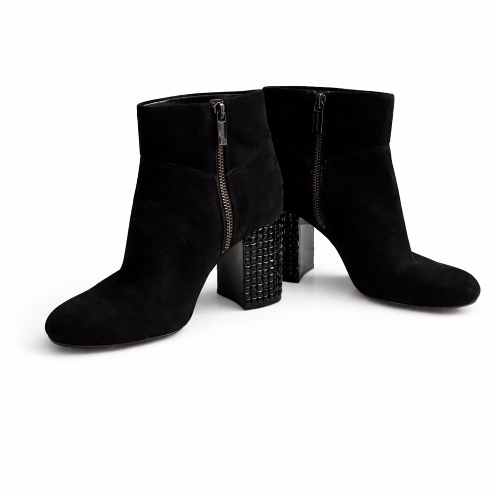 MICHAEL Michael Kors Arabella Suede Studded Block Heel Ankle Boots Black Size 7M